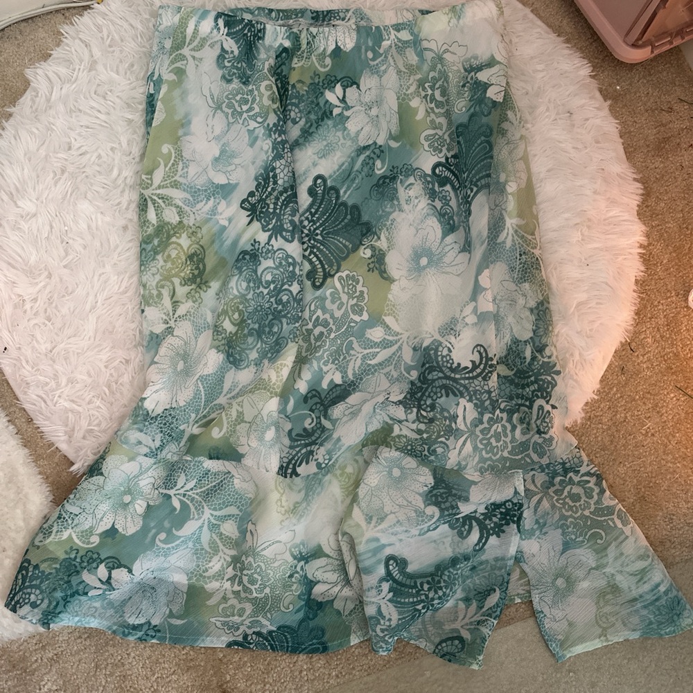 Alfred Dunner Teal and White Skirt